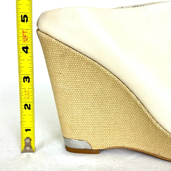 SAM EDELMAN Kylie Cream Leather Platform Espadrille style wedge heels, Size 7 - Picture 14 of 16